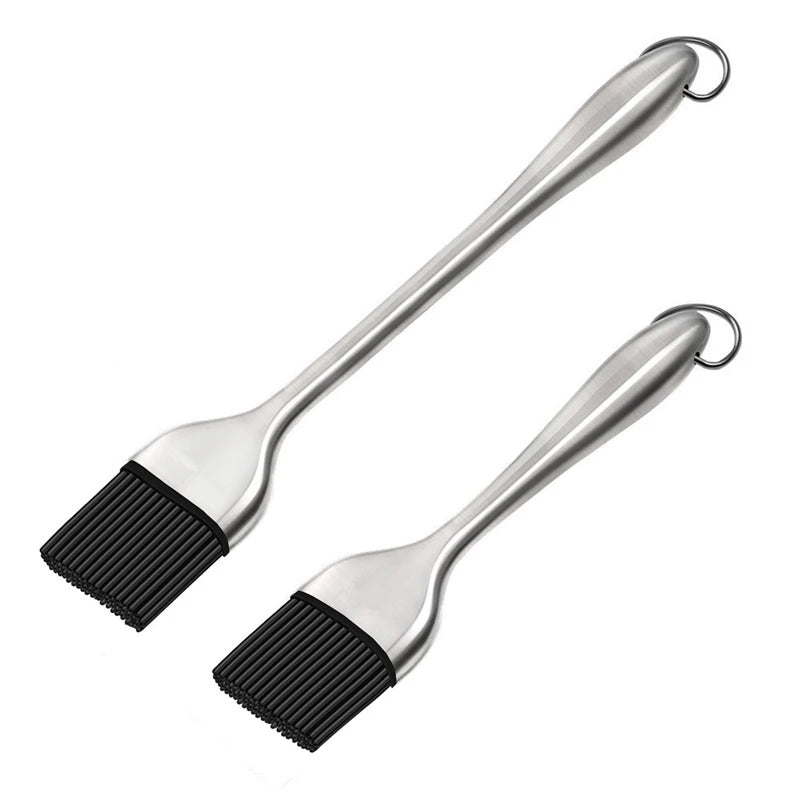Grillpensel i silikon med handtag i rostfritt stål