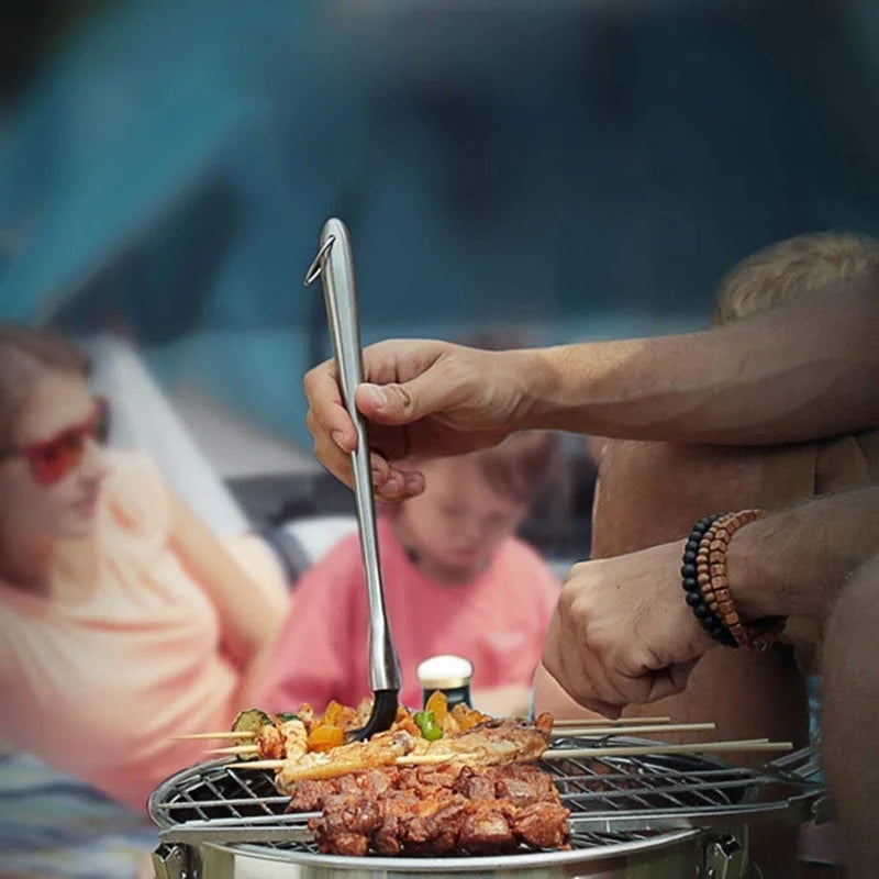 Grillpensel i silikon med handtag i rostfritt stål
