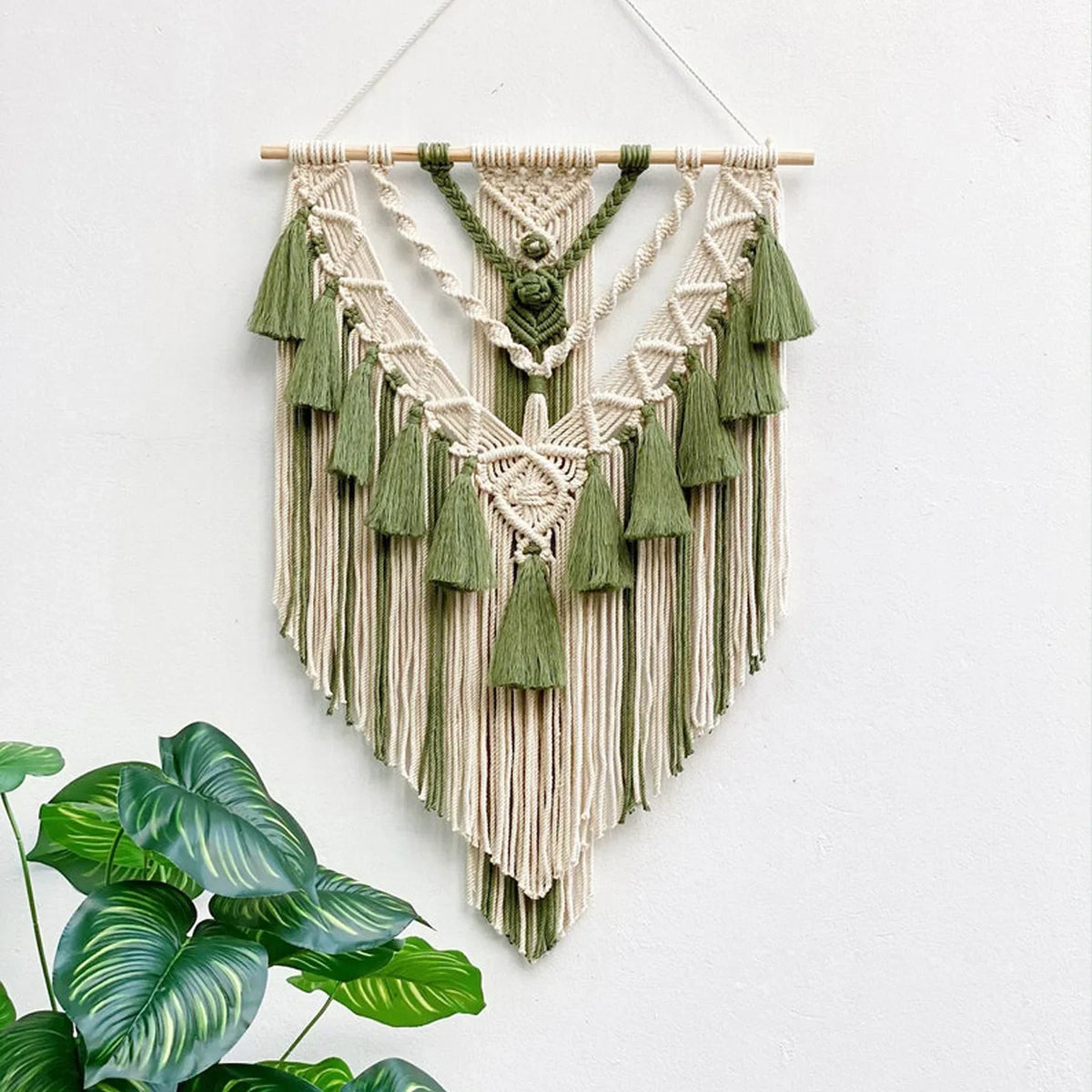 Vävd makramé-bonad i boho-stil – 50 × 70 cm