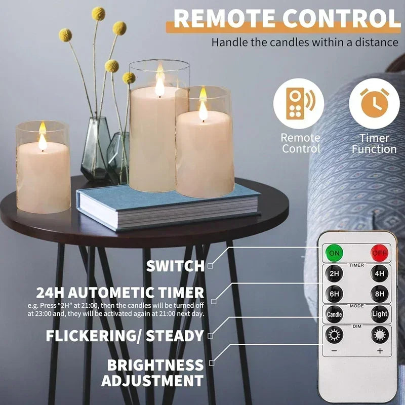 LED-blockljus med flimrande låga – 3-pack