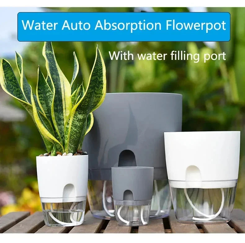 Självvattnande blomkruka med två lager