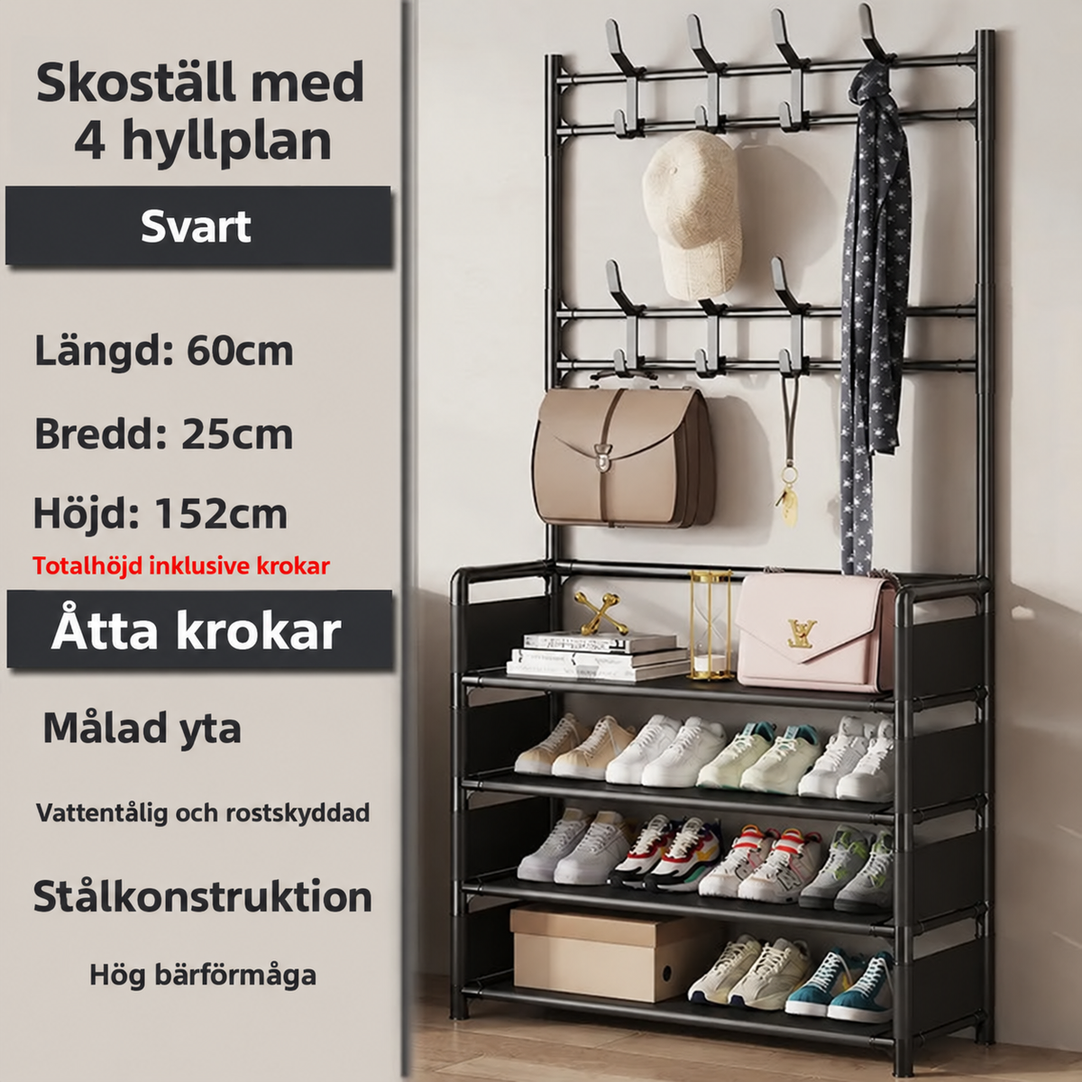 Skoställ för dörr – flera våningar