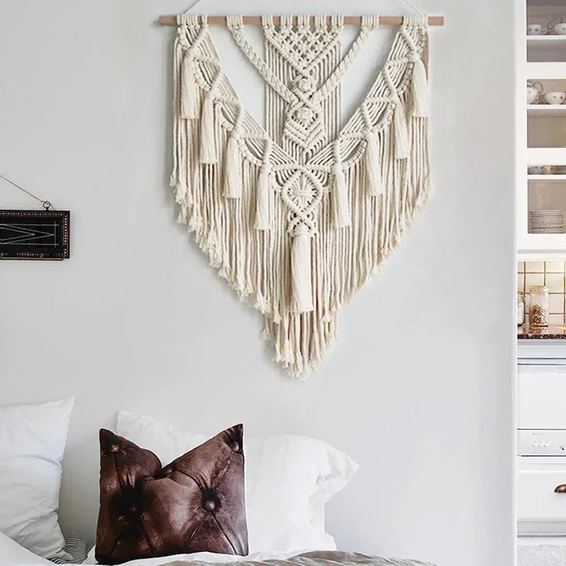 Vävd makramé-bonad i boho-stil – 50 × 70 cm