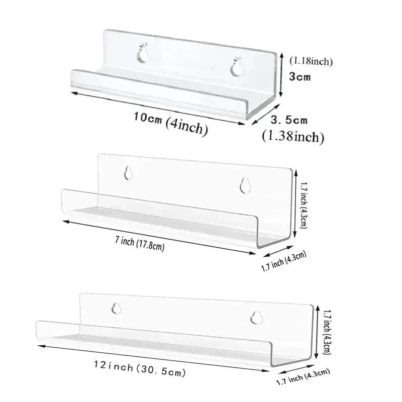 Självhäftande akrylhyllor för badrum – 2-pack
