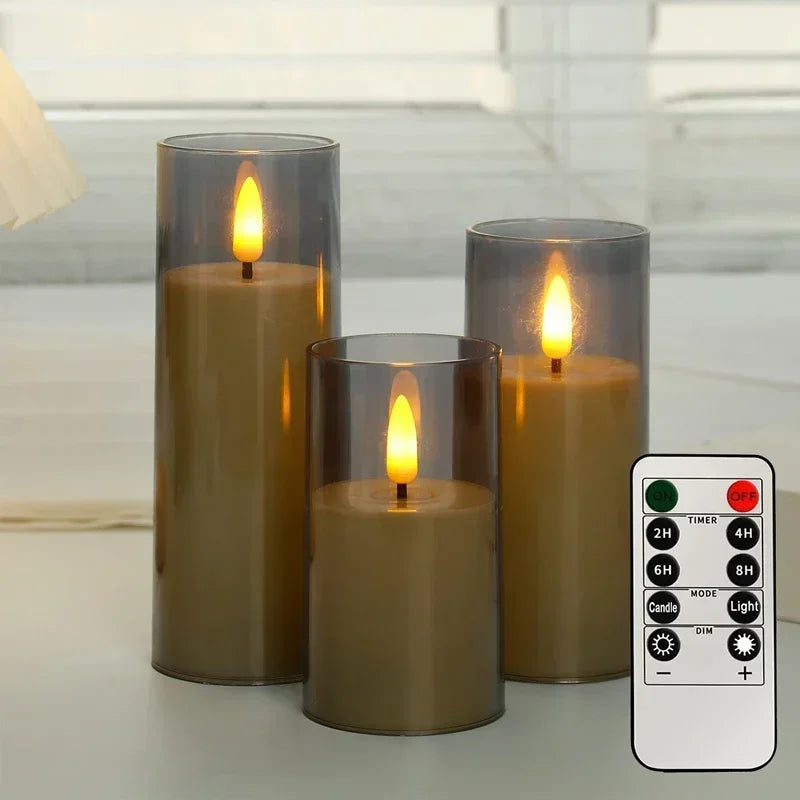 LED-blockljus med flimrande låga – 3-pack