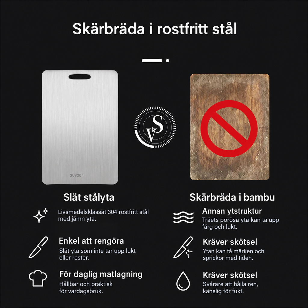 Skärbräda i rostfritt stål – dubbelsidig