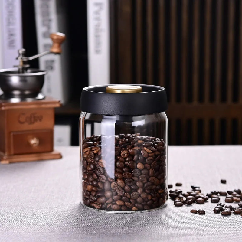 Vakuumförsluten kaffeburk i glas