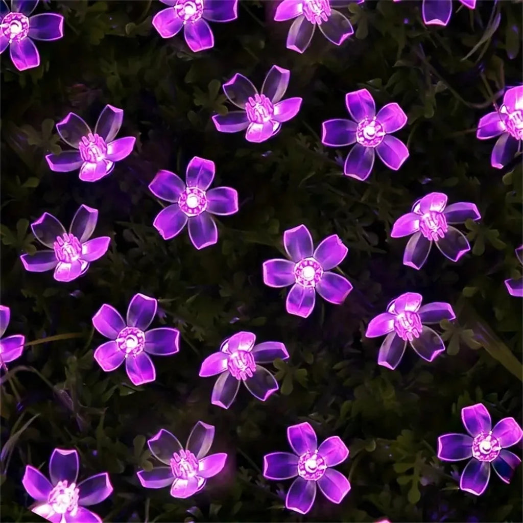 Solcellsdriven ljusslinga med blommor – 12 m