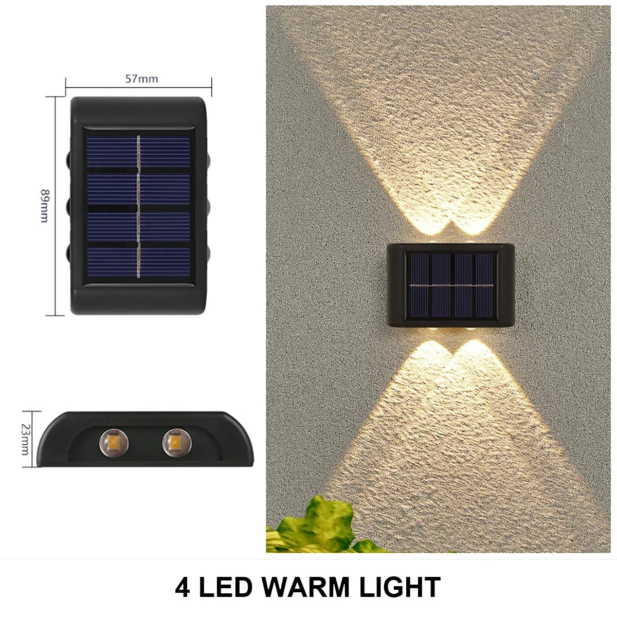 Solcellsdriven vägglampa upp och ner