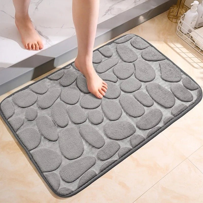 Halkfri badrumsmatta med stenmönster – 40 × 60 cm