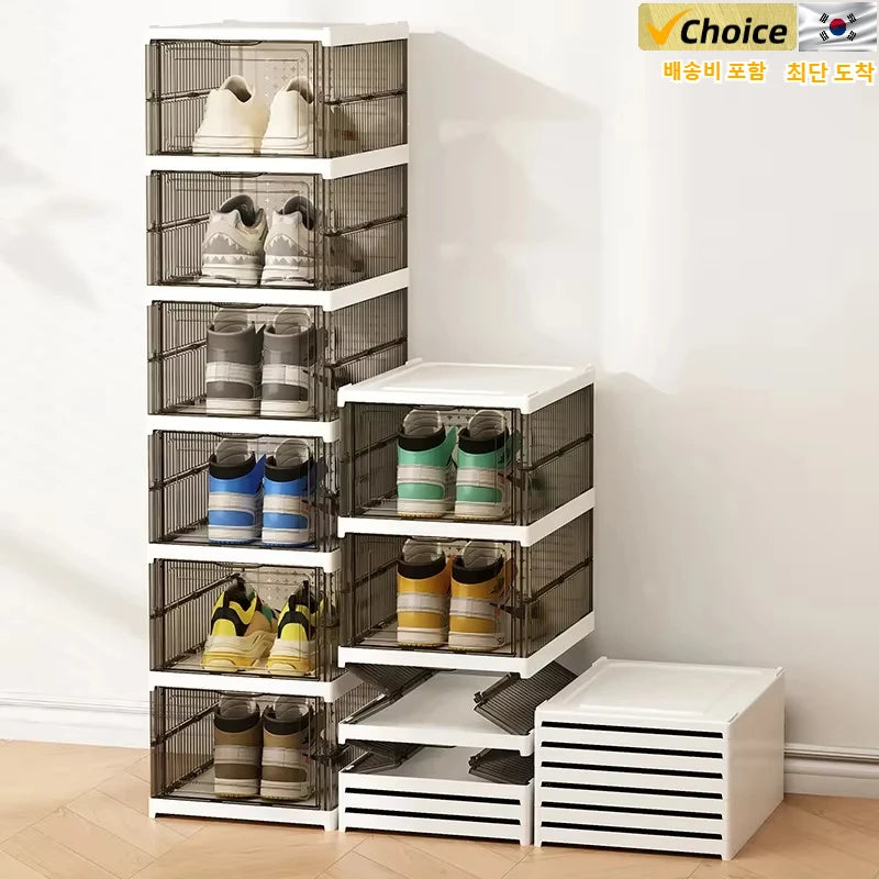 Genomskinliga stapelbara skoboxar – 6-pack