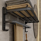 Fällbar handduksstång i matt svart aluminium – 50 cm
