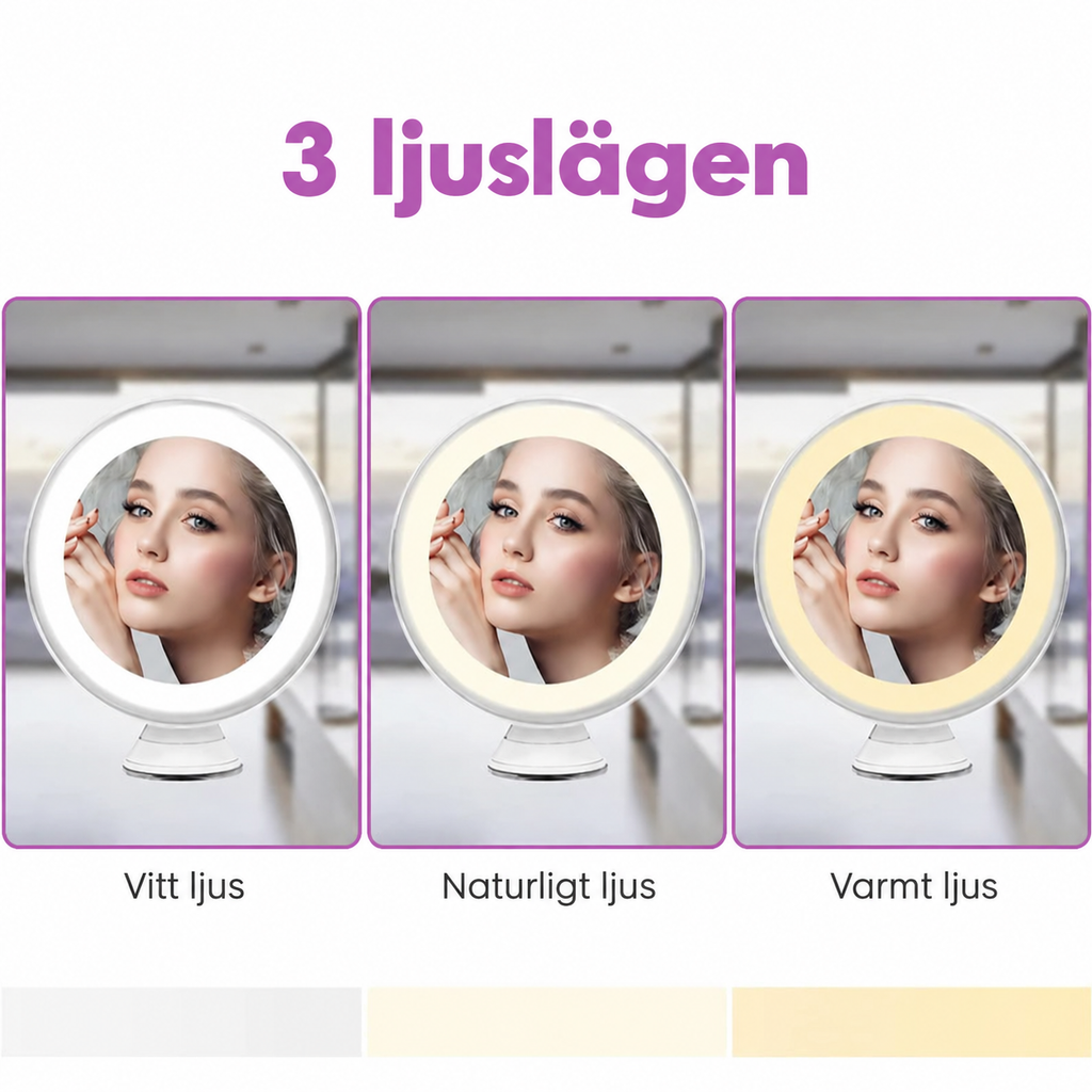 Sminkspegel med LED-belysning och 10x förstoring