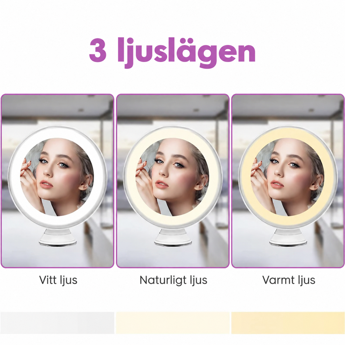 Sminkspegel med LED-belysning och 10x förstoring