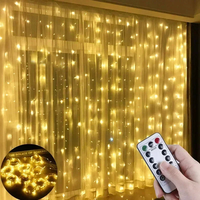 Ljusgardin för fönster med USB och fjärrkontroll