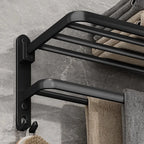 Fällbar handduksstång i matt svart aluminium – 50 cm
