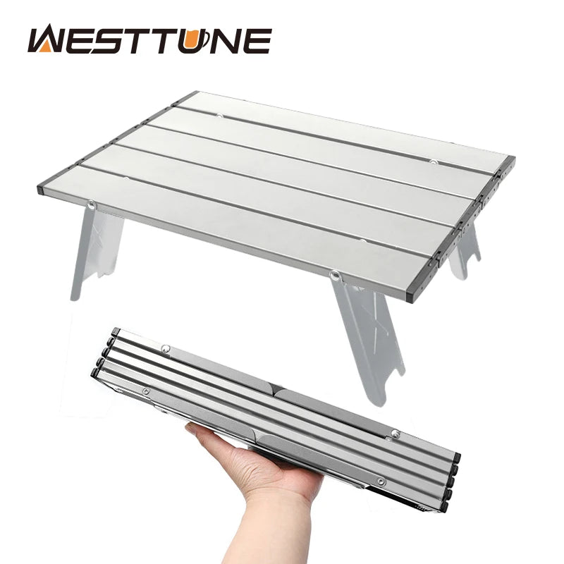 Hopfällbart campingbord i aluminium