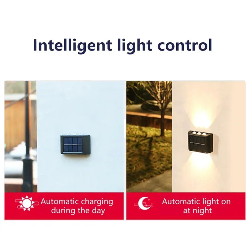 Solcellsdriven vägglampa upp och ner