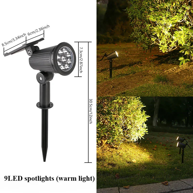 Solcellsdriven spotlight för trädgården – 9 LED