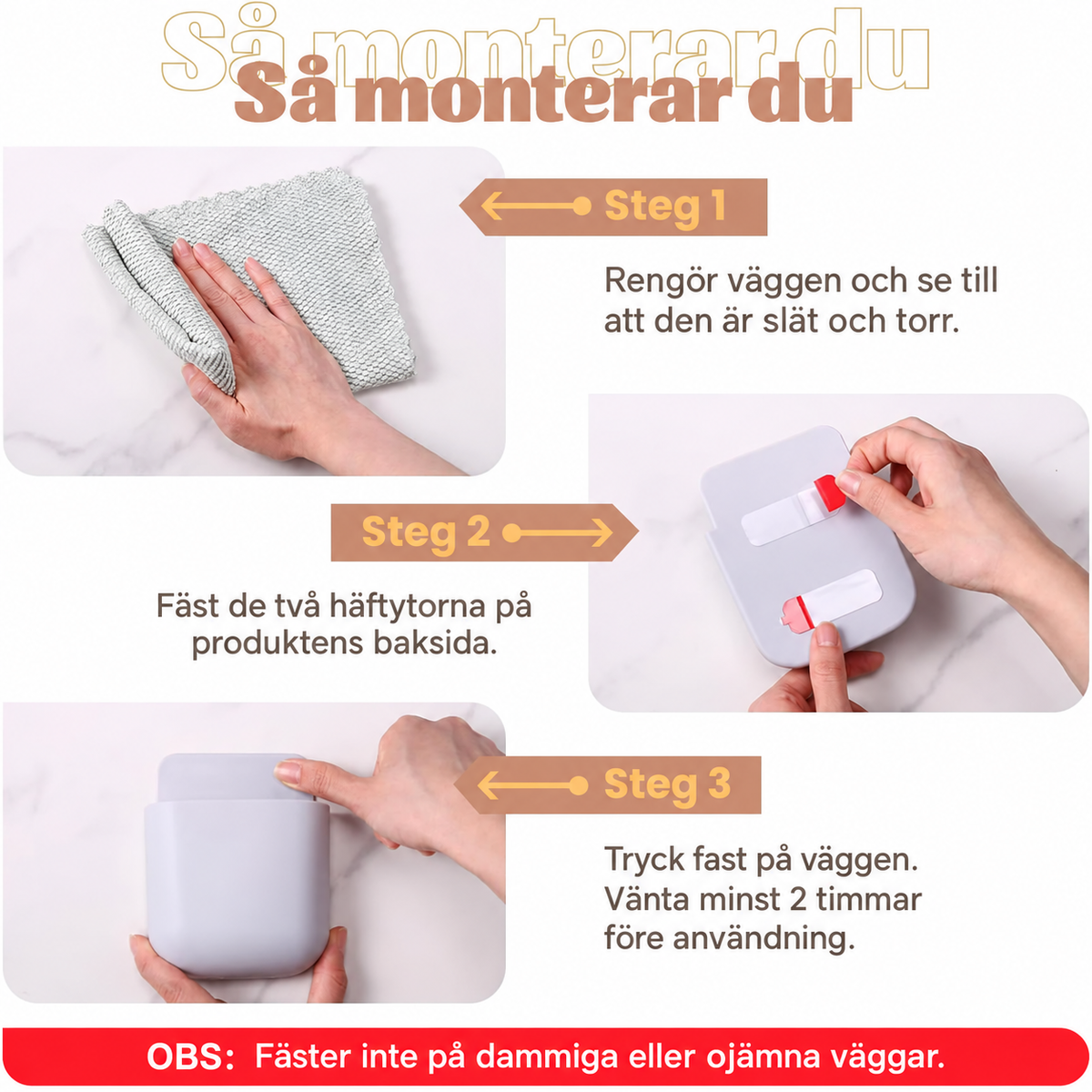 Väggmonterad förvaringsbox för fjärrkontroll och mobil