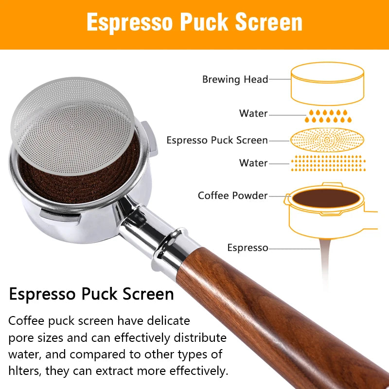 Puck screen för espresso i rostfritt stål