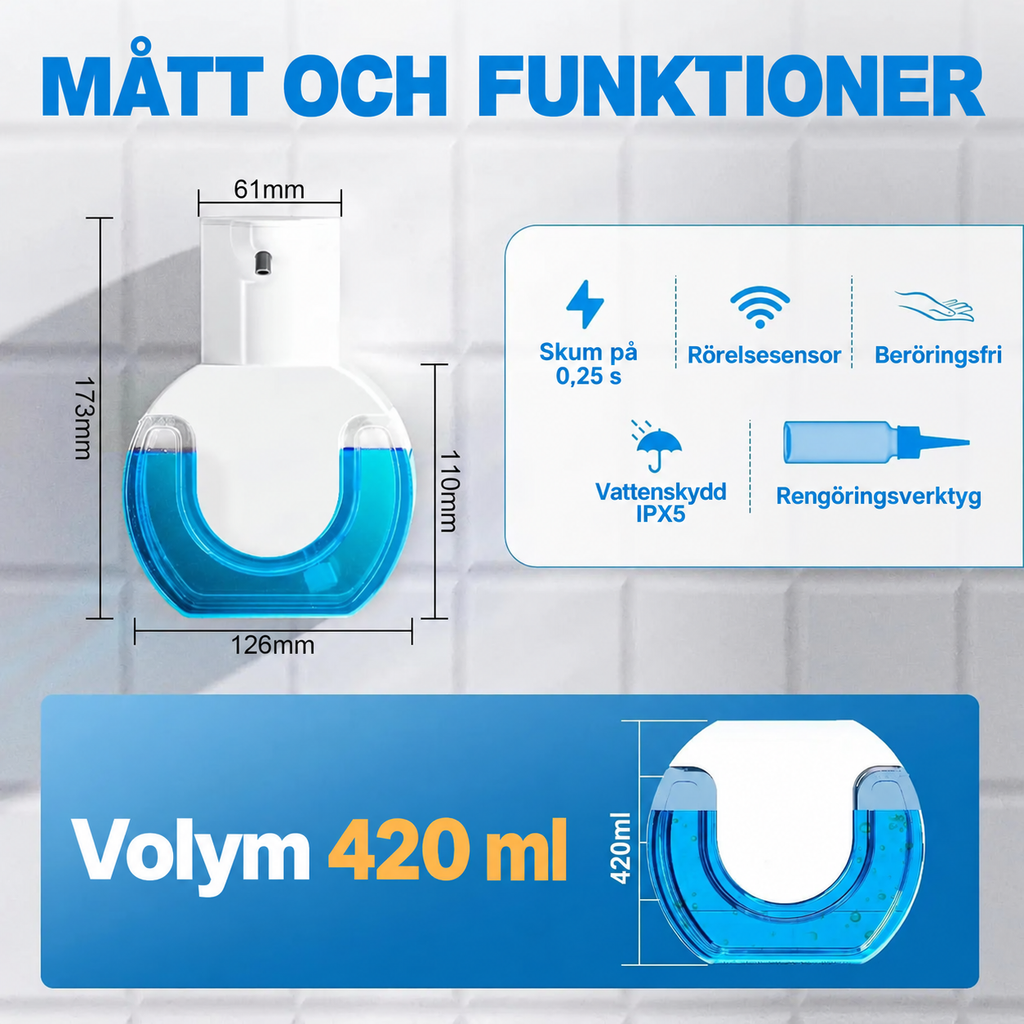 Beröringsfri tvålpump med sensor – 420 ml