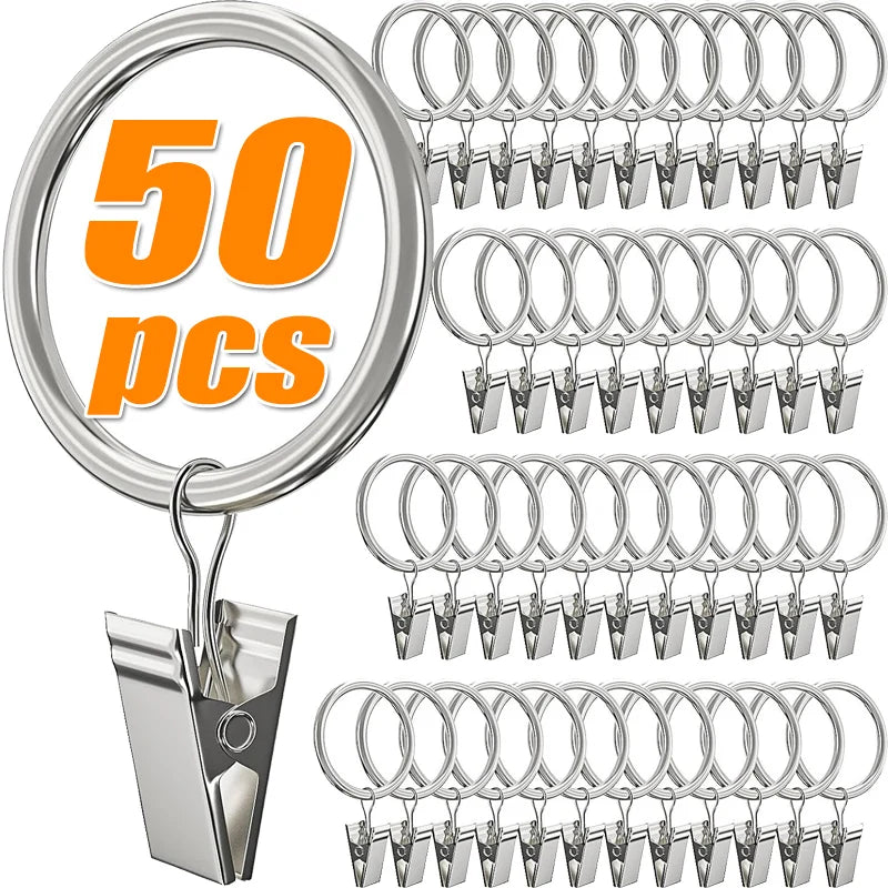 Gardinringar med clips i metall – 25 eller 32 mm