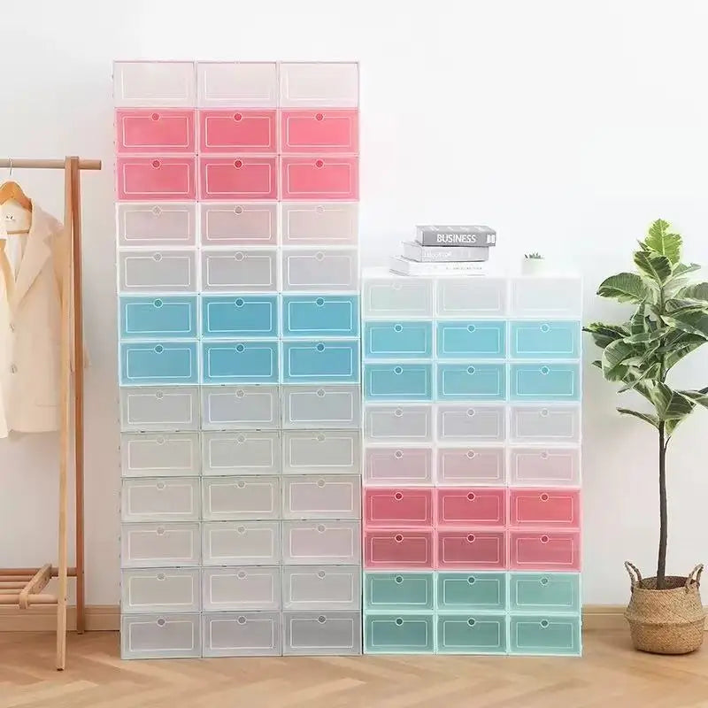 Genomskinliga stapelbara skoboxar – 6-pack