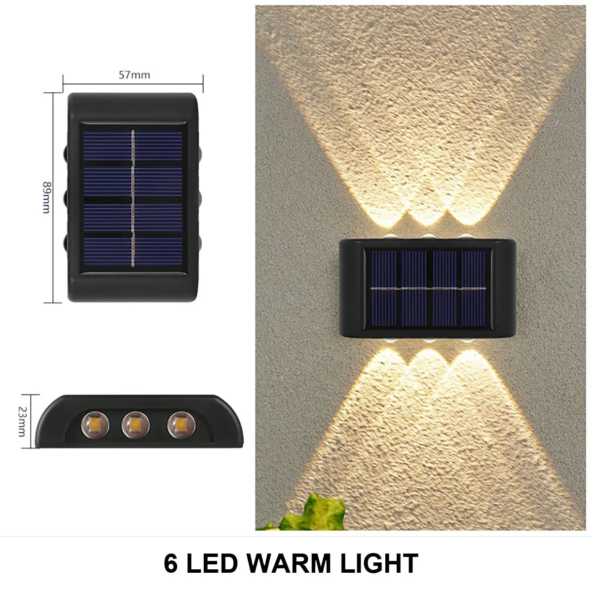 Solcellsdriven vägglampa upp och ner