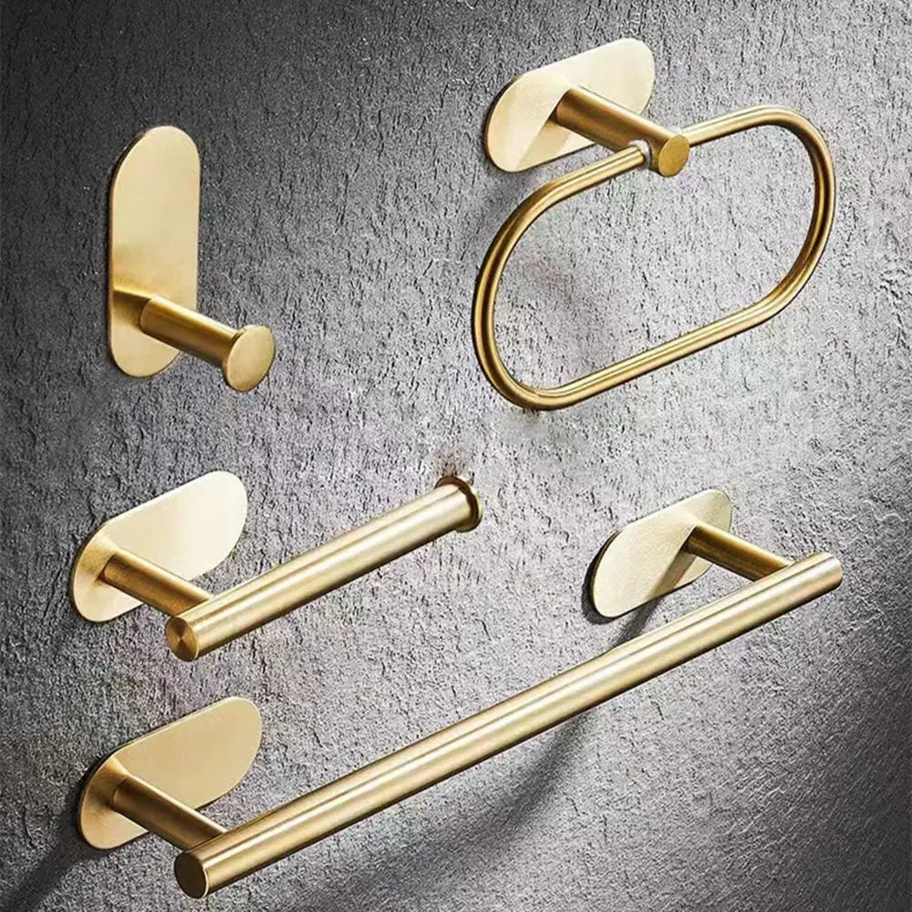 Självhäftande handdukskrokar i borstat guld – 2-pack
