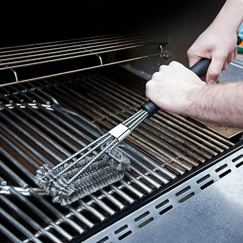 Grillborste 3-i-1 i rostfritt stål
