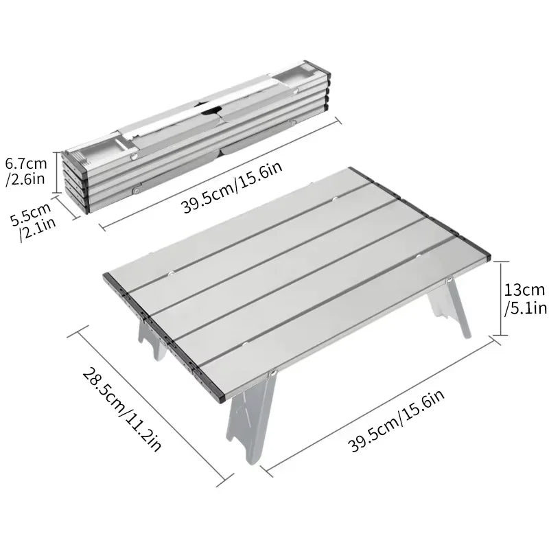 Hopfällbart campingbord i aluminium