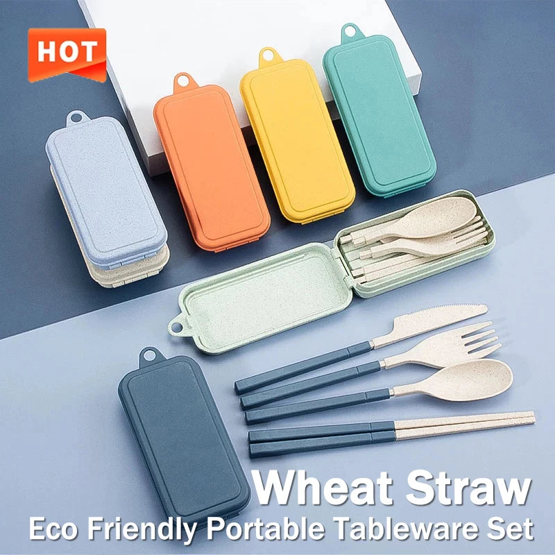Bestickset för picknick – 4 delar med fodral