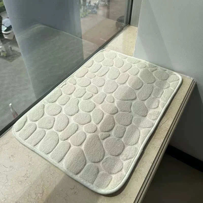Halkfri badrumsmatta med stenmönster – 40 × 60 cm