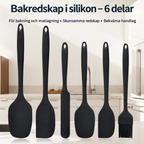 Bakset i silikon – 6 delar med slickepott och pensel