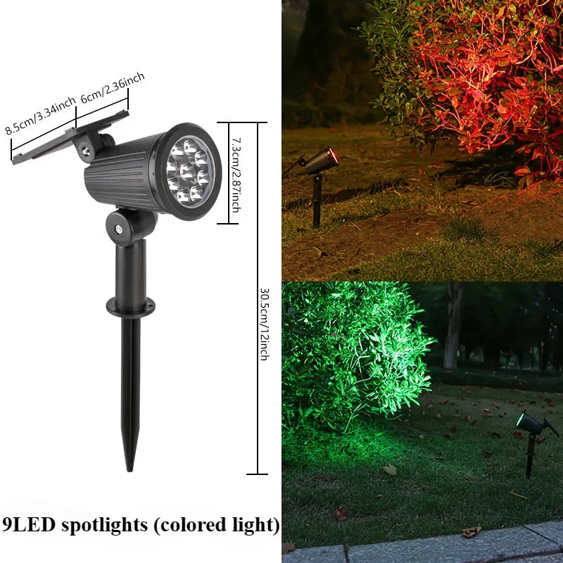 Solcellsdriven spotlight för trädgården – 9 LED