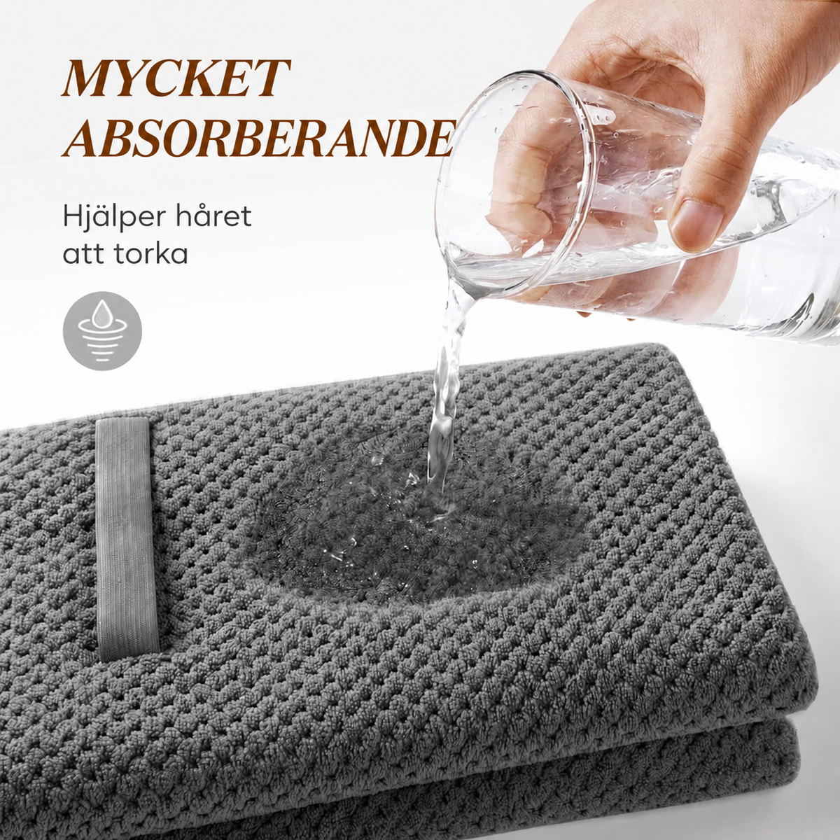 Hårhandduk i mikrofiber – snabbtorkande turban