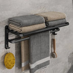 Fällbar handduksstång i matt svart aluminium – 50 cm