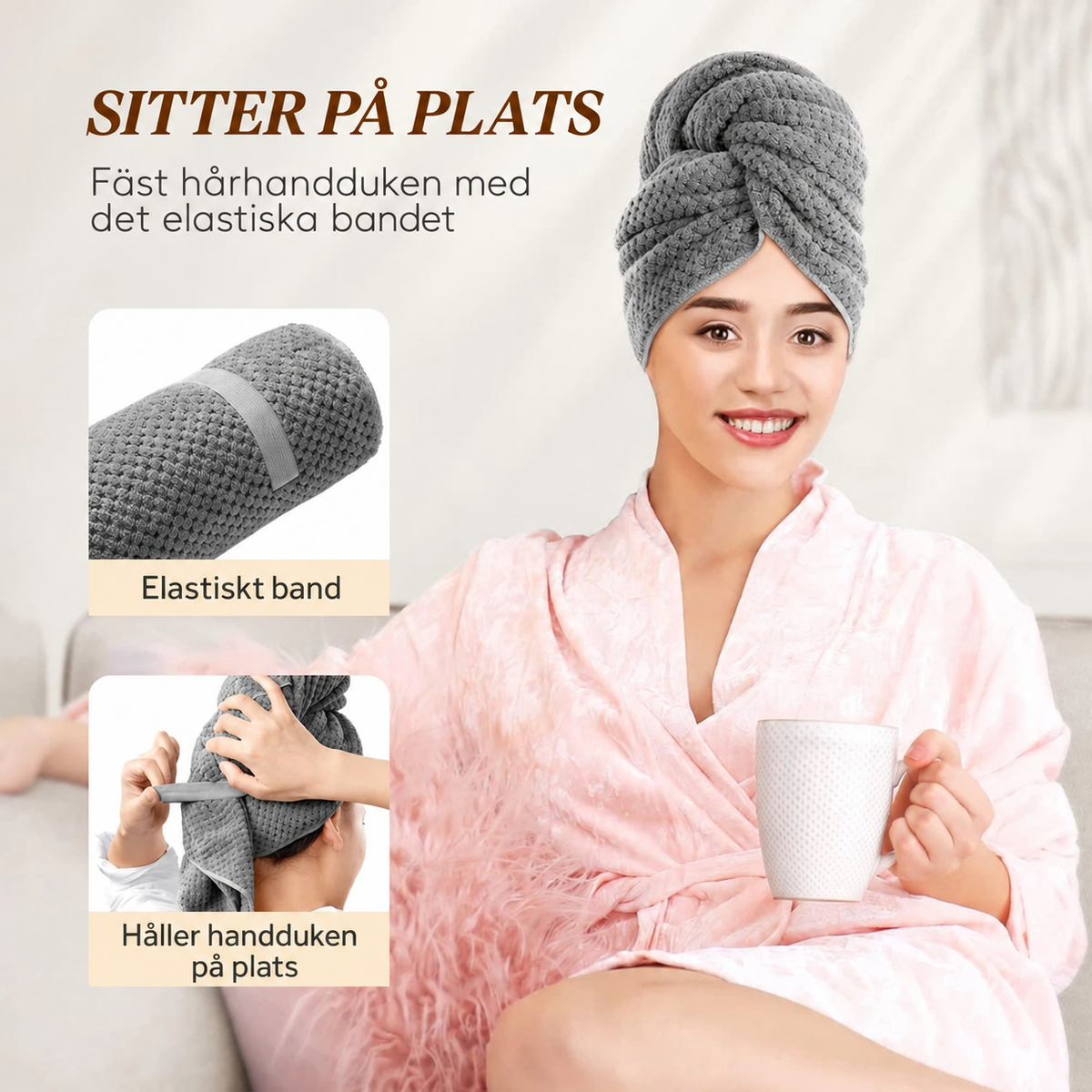 Hårhandduk i mikrofiber – snabbtorkande turban