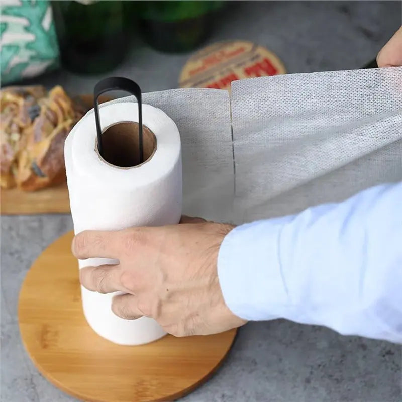 Hushållspappershållare med bambufot