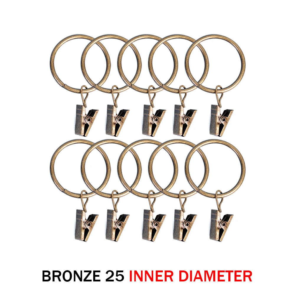 Gardinringar med clips i metall – 25 eller 32 mm