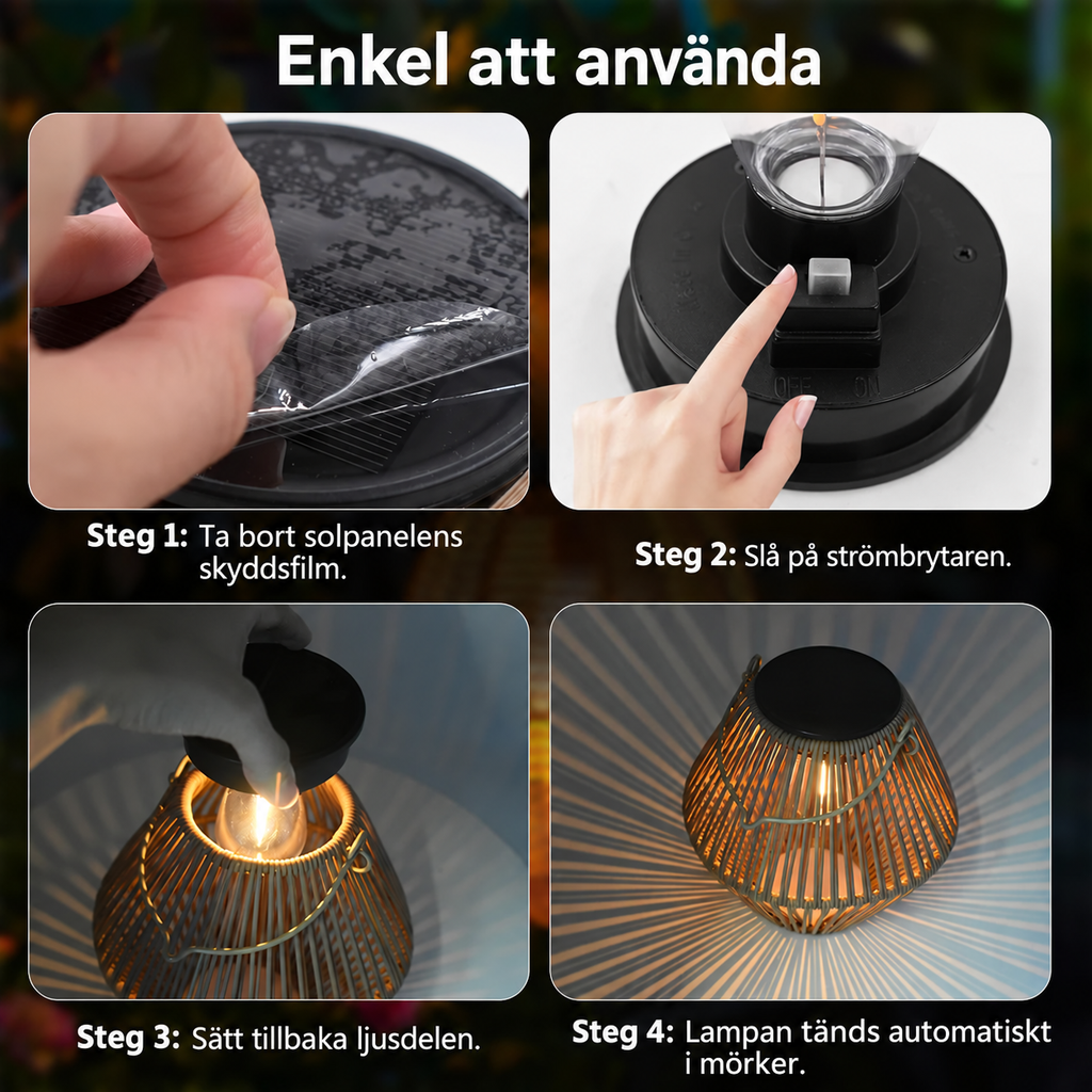 Solcellslykta i rotting-look för att hänga