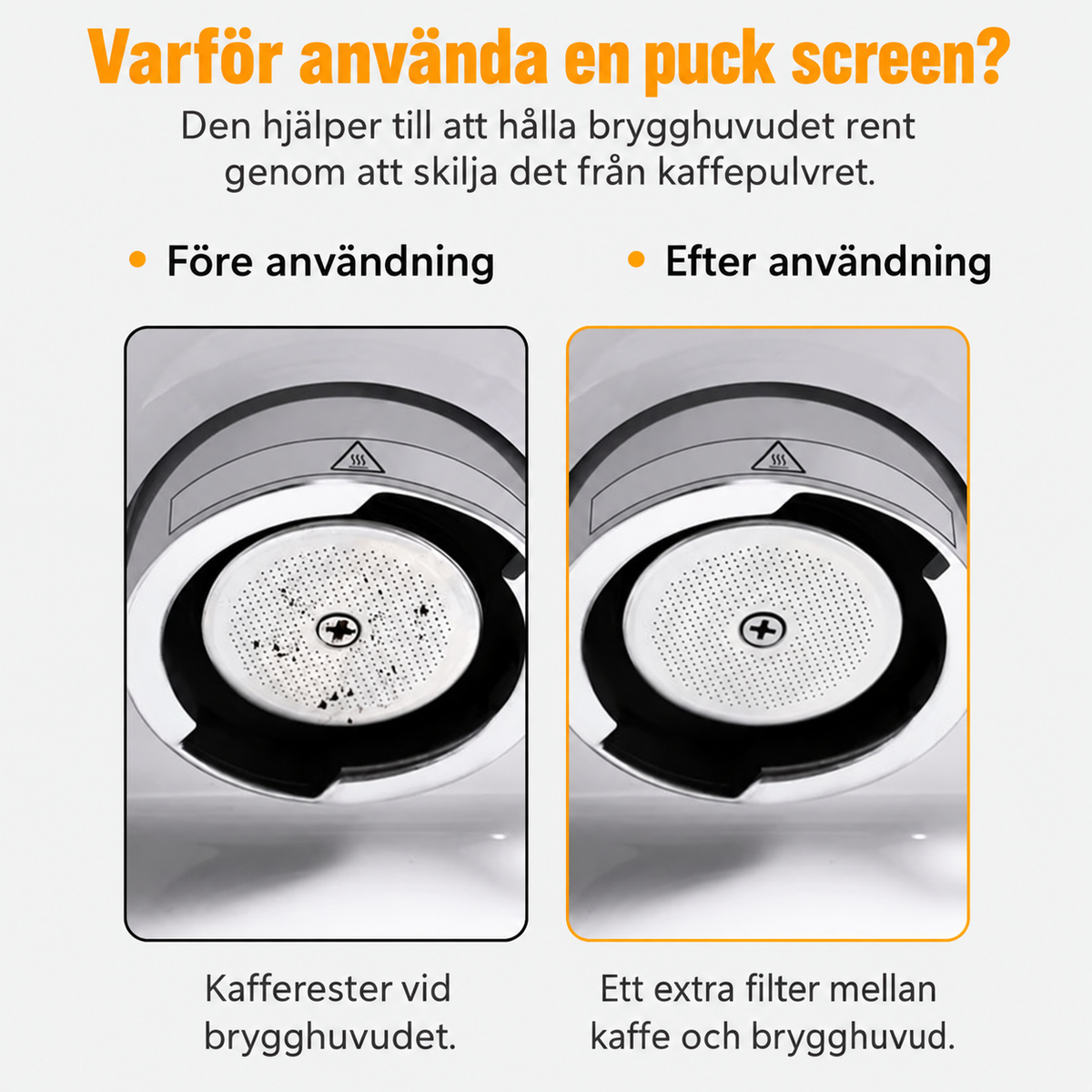 Puck screen för espresso i rostfritt stål