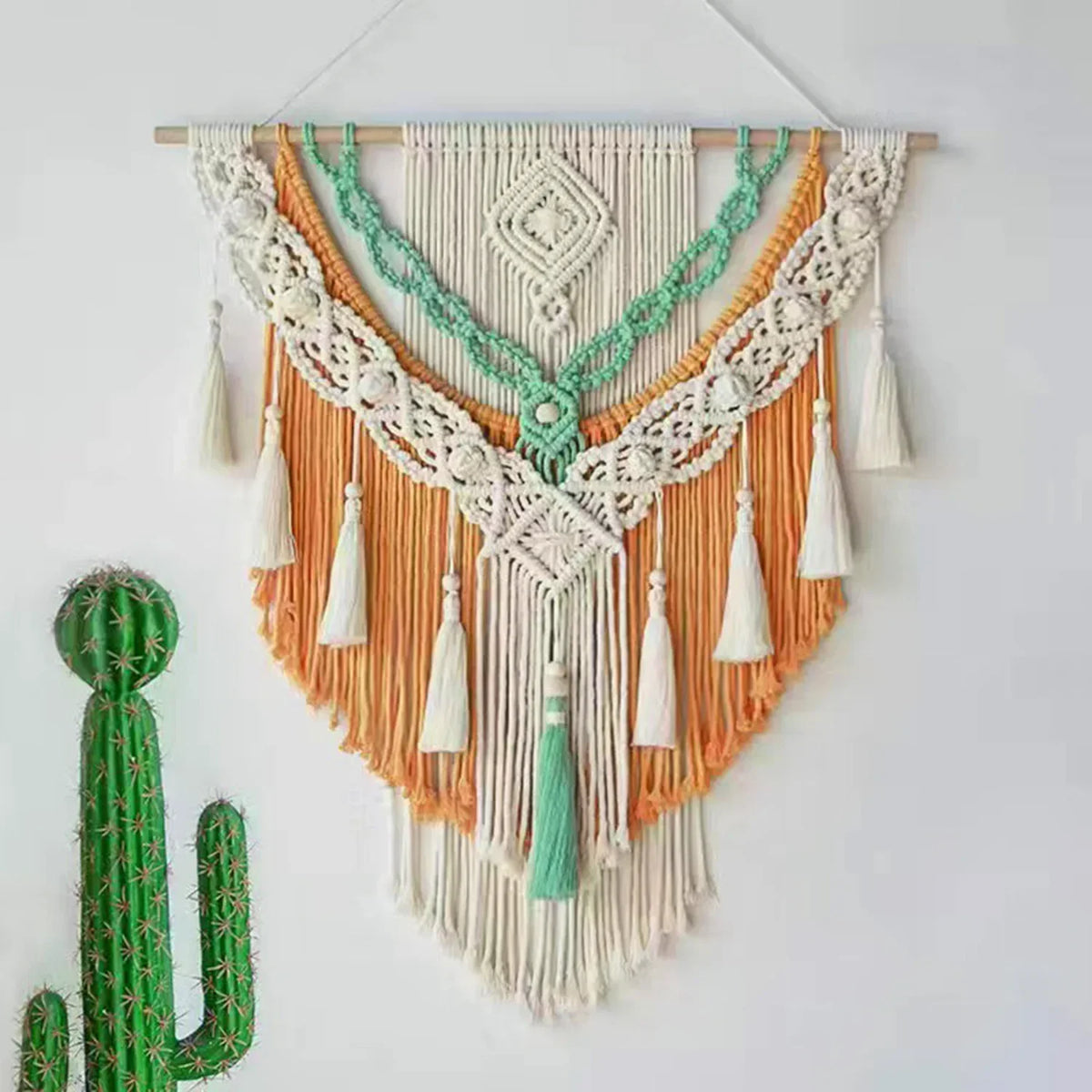 Vävd makramé-bonad i boho-stil – 50 × 70 cm