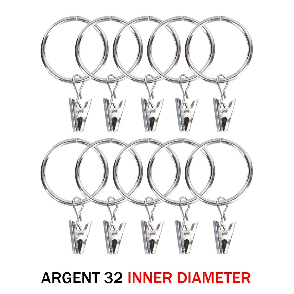 Gardinringar med clips i metall – 25 eller 32 mm