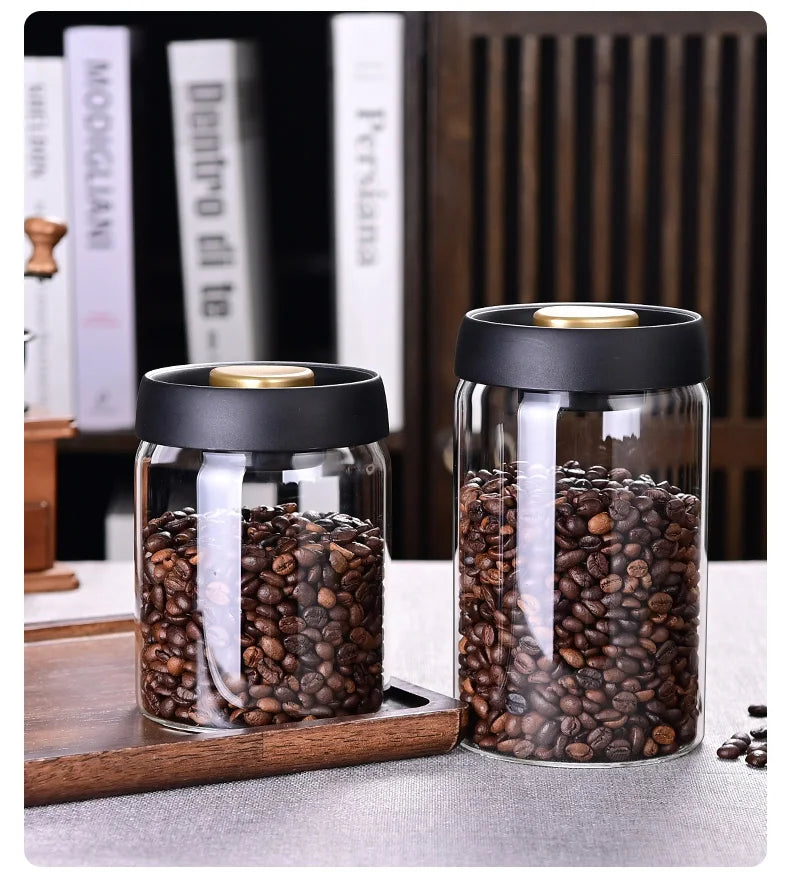 Vakuumförsluten kaffeburk i glas
