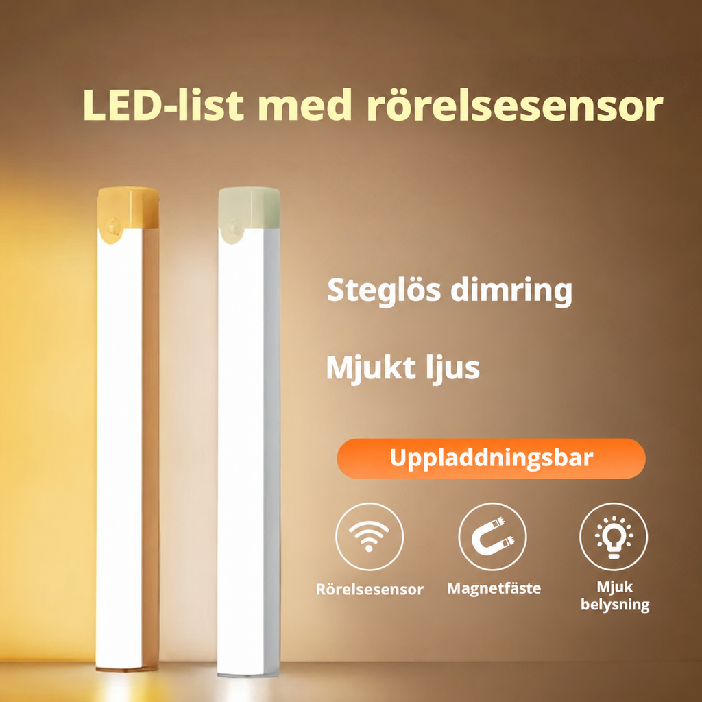 Uppladdningsbar LED-list med rörelsesensor