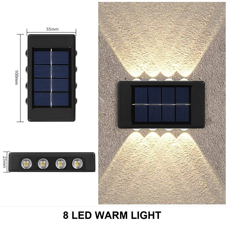 Solcellsdriven vägglampa upp och ner