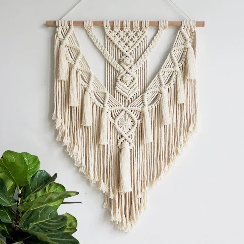 Vävd makramé-bonad i boho-stil – 50 × 70 cm