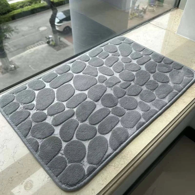 Halkfri badrumsmatta med stenmönster – 40 × 60 cm